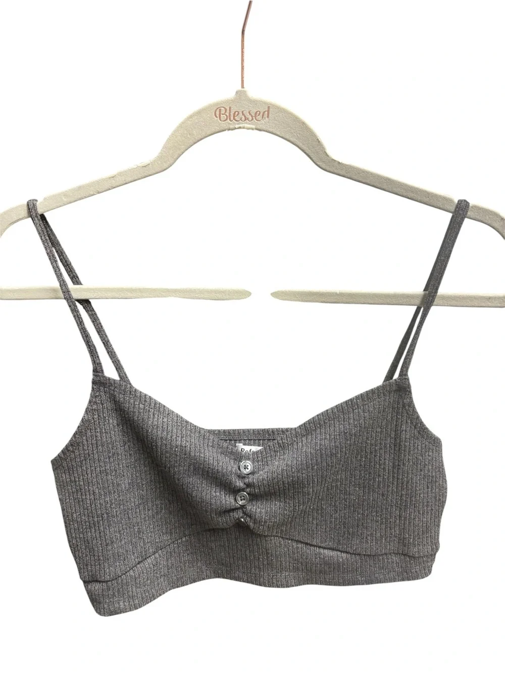 Reformation Ribbed Cami Bralette – Charcoal Gray – Size Large